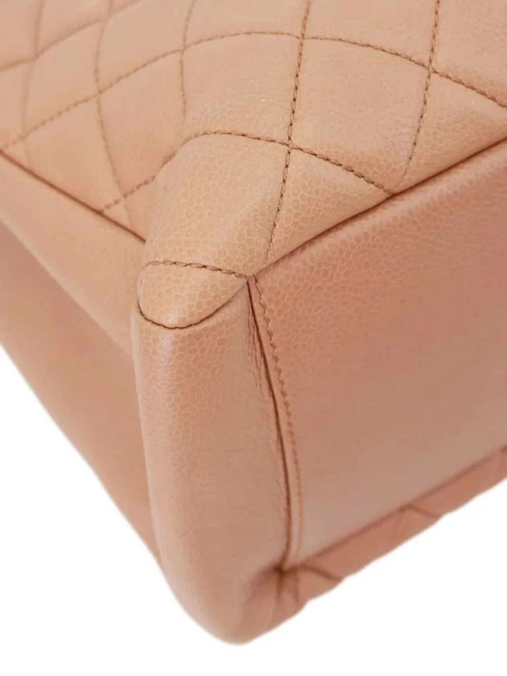 Chanel Grand Shopping Quilted Caviar Leather Tote Bag Nude